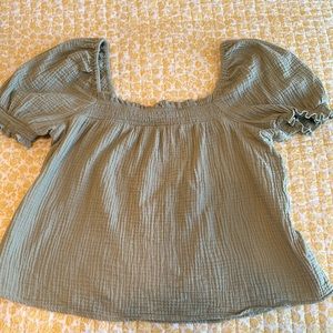 J Crew Squareneck Puff sleeve top (size L)